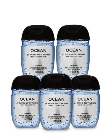 Bath & Body Works PocketBac Hand Sanitizer Gel Ocean For Men 5pc Bundle
