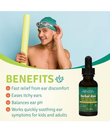 Aloe Life Herbal Aloe Ear Wash Plus - Soothing Relief for Ear Irritations, Swimmer's Ear & Itchy Ears - Whole Leaf Aloe Vera with Herbs - Safe for Animals - 1oz - Buy Online on GoSupps.com
