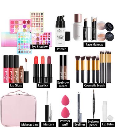 Professional Makeup Set - MKNZOME Luxurious Starter Kit with Cosmetic Bag | 32 Pcs Full-Sized Makeup Gift Set for Women - Eyeshadow, Foundation, Lip Gloss, Concealer, Makeup Brush - Buy Online on GoSupps.com