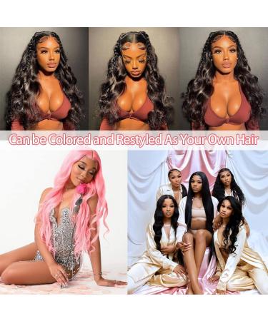 TimeBe 13x6 HD Body Wave Lace Front Human Hair Wig 24 Inch - 180% Density Brazilian Virgin Hair for Black Women with Pre-Plucked Natural Hairline and Baby Hair - Buy Online on GoSupps.com