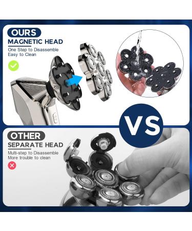 BlueFire Head Shaver for Men Waterproof 7 Head Mens Electric Razors Wet and Dry Smooth Rotary Shavers Special Designed for Cordless Bald Head and Face Shaving - Buy Online on GoSupps.com