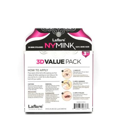 Laflare 3D NY Mink Eyelashes Multipack - 100% Real Mink Hair, Luxury Makeup, 3 Pairs Value Pack - Reusable and Trendy - NYVP47 - Buy Online on GoSupps.com
