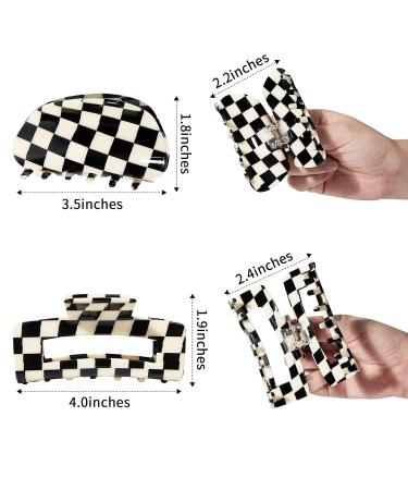 Checkered Hair Clip Claw Set - Black and White Checker Series - 2 Pack - Y2K Accessories for Women and Girls - Buy Online on GoSupps.com