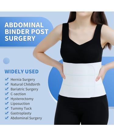 CANMIUS Abdominal Binder Post Surgery Tummy Tuck Belt for Women & Men - Postpartum Belly Band Compression Stomach Wrap - Skin-Friendly & Breathable - White (30-45) 3 Panel - Buy Online on GoSupps.com