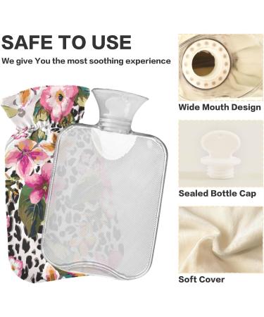 Hot Water Bottle with Tropical Leopard Print Cover - 2L Large Pain Relief Bag for Cramps | International Shipping - Buy Online on GoSupps.com