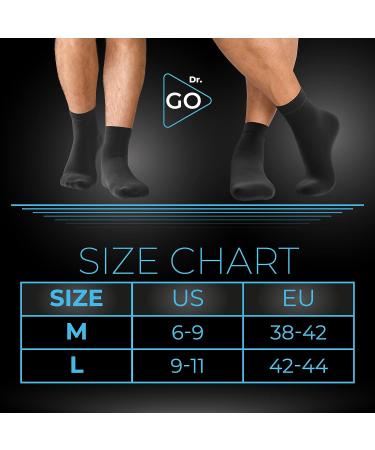 Dr. GO Ultra-Soft Neuropathy Socks for Men - Seamless Diabetic Socks, Non-Binding Top, Cushioned Sole - 4 Pairs, Black, Size 6-9 - Buy Online on GoSupps.com