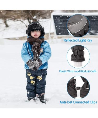 Unigear Kids Waterproof Ski Gloves - Warm Tear-Resistant & Windproof with Extra Long Cuffs | Boys & Girls Black - Buy Online on GoSupps.com