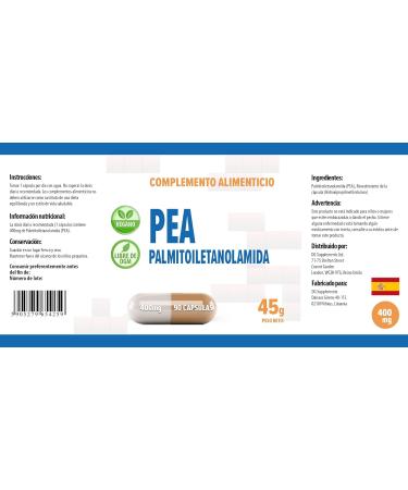 Hepatica Palmitoylethanolamide PEA 400mg 90 Vegan Capsules Certificate of Analysis by AGROLAB Germany High Power Gluten Free and GMO Free - Buy Online on GoSupps.com