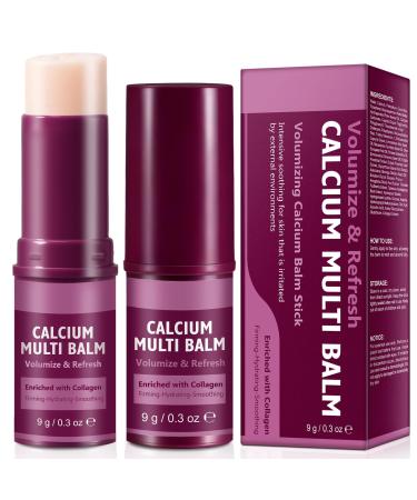 2PCS Calcium Multi Balm Stick Calcium Volume Multi Balm Stick Firming Hydrating & Smoothing Collagen Moisturing Stick for Eyes Face & Neck 1 Count (Pack of 2)