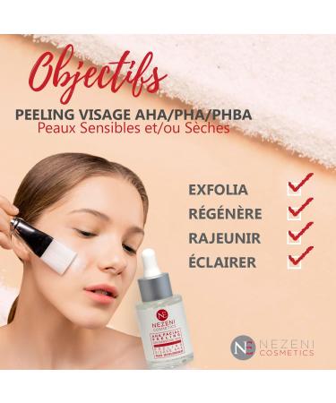 Peeling chimique du visage AHA PHA et PBHA | Peaux S ches et/ou Sensibles | 6 acides naturels diff rents | Exfolie et lisse r duit les imperfections | Nezeni Cosmetics - FAIBLE CONSERVATEURS - Buy Online on GoSupps.com
