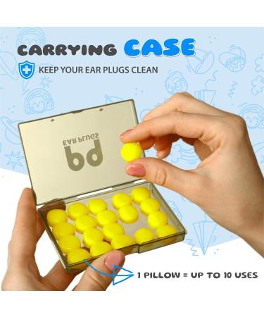 PQ Soft Silicone Ear Plugs - 20 Waterproof Earplugs for Swimming and Sleeping | Noise Reduction and Water Protection | 32 Db Sound Blocking | Yellow (20 Pillows) - Buy Online on GoSupps.com