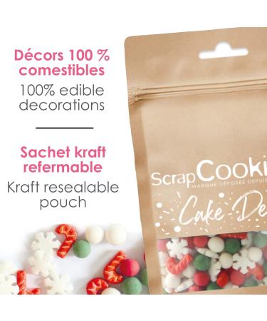 ScrapCooking 7532 - Christmas Sweet Decorations 42 g - Flakes Red Green & White Beads Barley Sugars - Edible Pastry Sprink - Buy Online on GoSupps.com