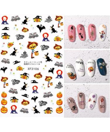 Decoration Waterproof Beauty Makeup Pumpkin Lantern Skeleton Spider Manicure Tool Fingernail Decor Halloween Nail Stickers(3107) - Buy Online on GoSupps.com