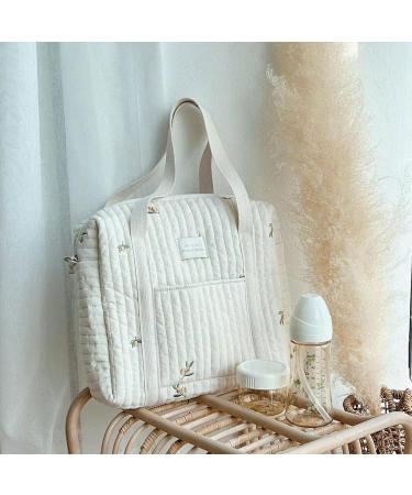 Moxeupon Embroidery Baby Diaper Bag | Multifunctional Portable Stroller & Travel Diaper Bag | Large Capacity Cotton Carry Bag #02 - Buy Online on GoSupps.com