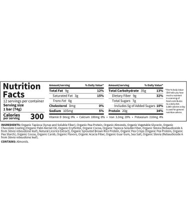 Garden of Life Sport Organic Plant-Based Performance Protein Bar - Chocolate Fudge (12 Bars, 2.7 oz Each) - Buy Online on GoSupps.com