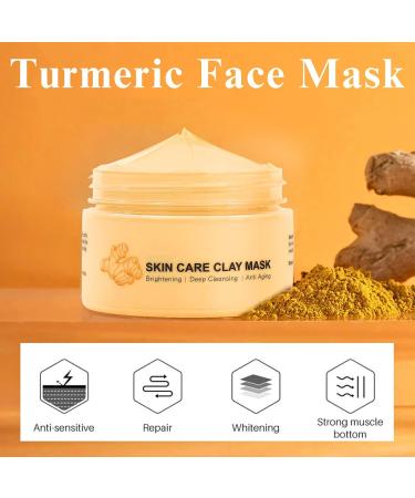 Turmeric Face Mask Vitamin C Clay Mask Deep Cleansing Pore Mask Clay Face Mask Mud Mask for Face for Radiant Skin Oil Balance Face Masks Skincare for Pore Blackhead Blemish and Acne - Buy Online on GoSupps.com