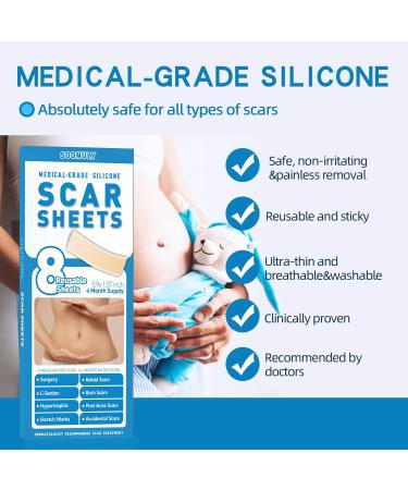 Silicone Scar Sheets 8-Pack 5.9x1.57 - Soonuly Medical-Grade Scar Removal for Surgery, Keloid, C-Section, Hypertrophic, Burns - Reusable Tape for Old & New Scars - Buy Online on GoSupps.com