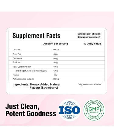Bargad KSM-66 Ashwagandha Honey Sticks Premium Organic Honey with Natural Strawberry Flavor & Adaptogenic Ashwagandha | Supports Relaxation Focus & Vitality | No Artificial Additives 7 Count - Buy Online on GoSupps.com