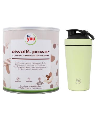 Power protein according to Dr.Strunz with free shaker Mint i Good creamy creamy multi-component egg whites: whey soy milk chicken egg protein + L-carnitine vitamins minerals i CS 156 (milk coffee)