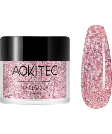 Aokitec 28g Shining Pink Nail Dipping Powder - French Powder Pro Collection for DIY Manicure - Long-Lasting & Odor-Free Formula - Buy Online on GoSupps.com