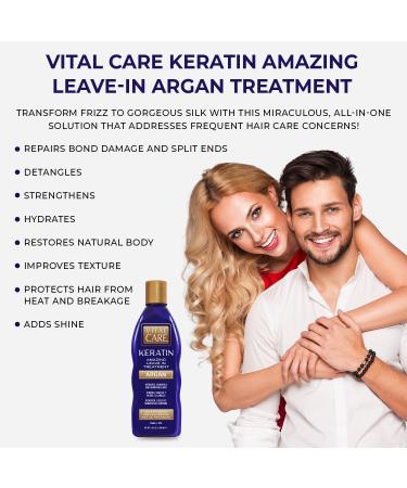 Vital Care Keratin Leave-In Treatment - Hydrating Argan Complex for Daily Use Non-Stripping Hair Repair with Abyssinian Avocado & Sunflower Seed Oil - Buy Online on GoSupps.com