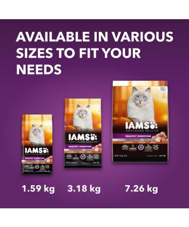 Iams Advanced Health Healthy Digestion Adult Dry Cat Food Turkey & Chicken Recipe 1.59kg Bag - Buy Online on GoSupps.com