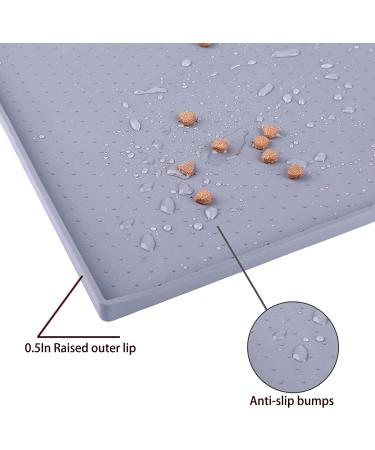 Hubulk Dog Feeding Mat - Silicone Pet Food/Water Bowl Placemat - Spill Proof, Non-Slip, Waterproof Tray - 19x12x0.5 Grey - Buy Online on GoSupps.com