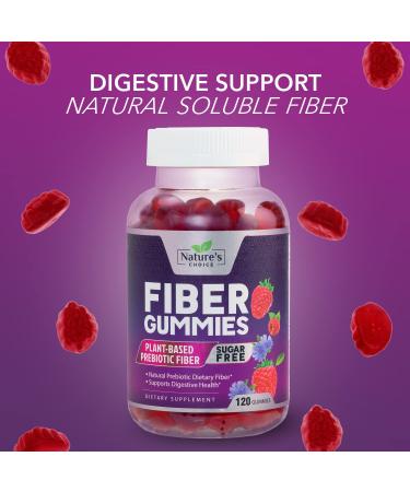 Fiber Gummies for Adults Sugar Free - Prebiotic Fiber Supplement for Digestive Health - Non-GMO Berry Flavor - 120 Gummies - Buy Online on GoSupps.com