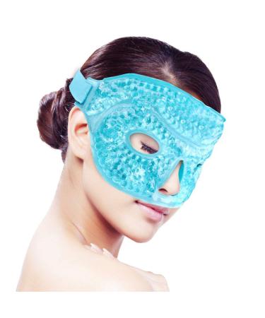 Ice Face/Eye Mask for Woman Man  Heated Warm Cooling Reusable Gel Beads ice Mask with Soft Plush Backing Hot Cold Therapy for Facial Pain Sleeping Swelling Migraines  Headaches Stress Relief Blue  Face Mask Blue