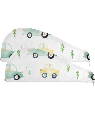 Super Absorbent Cute Small Car Hair Towel 2 Pack | Quick Dry Hair Turbans for Women & Girls - Buy Online on GoSupps.com