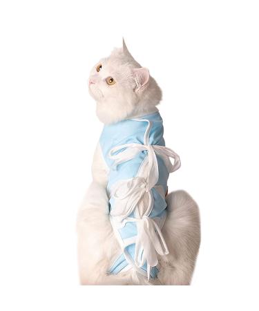 Adjustable cat protection suit professional recovery suit for cats abdominal wounds or skin diseases cats body after op castration pet (XL) blue XL XL