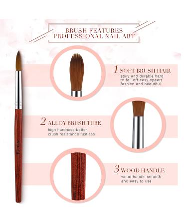 5-Piece Kolinsky Acrylic Nail Brush Set - Wooden Handle, Oval Crimped, Size 6-14 (Red) - Buy Online on GoSupps.com