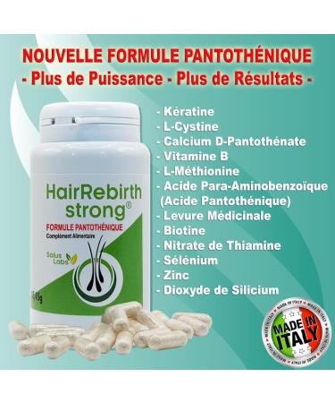 HAIR REBIRTH STRONG * 90 capsules * Pantothenic Formula * The Best Remedy for Hair Care * Made in Italy * Registered with the French Authority nr.2023-12-1349 * - Buy Online on GoSupps.com