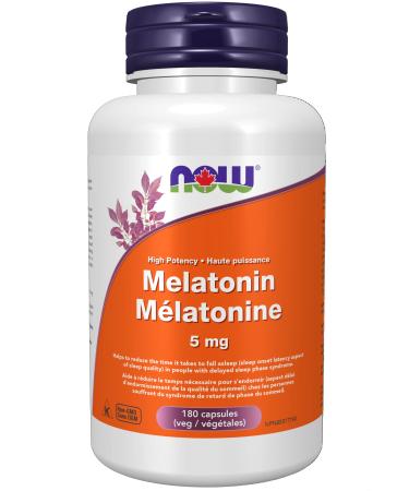 NOW Supplements Melatonin 5mg Capsules 180 Count
