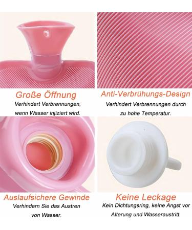 Premium 2L Heat Bottle with Soft Fluffy Cover - Durable PVC Hot Water Bag for Pain Relief - Perfect Gift for Women & Adults (Pink) - Buy Online on GoSupps.com