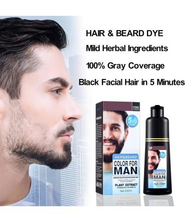 Men Mustache & Beard Dye for Gray Hair to Black Beard Dye for Men Black in 5 Minutes for Easy Application Natural Black Beard Color & Hair Dye Shampoo for Facial Gray Hair Coverage 200ml. - Buy Online on GoSupps.com