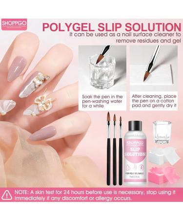 SHOPPGO SHOPPGO Slip Solution Polygel 75 ml Slip Solution with 3 Brushes 1 Crystal Cup 100 Cleaning Sheets 5 Manicure Tweezers - Buy Online on GoSupps.com