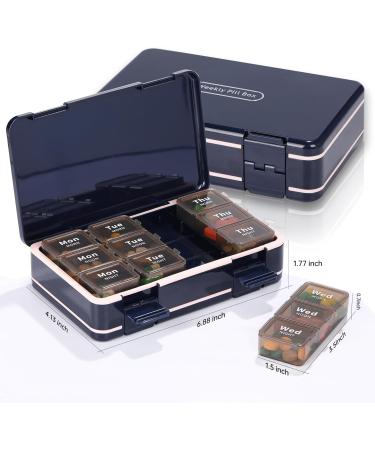 Weekly Pill Organizer for 7 Days | Travel Double-Sided Pill Box | 3 Times a Day Medicine Organizer | Vitamin & Fish Oil Holder - Buy Online on GoSupps.com