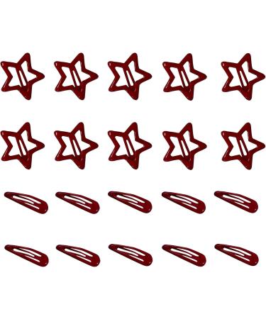 10 Pack Metal Snap Hair Clip Small Red Hair Barrettes Hair Pins Hair Accessories for Women Kid Toddlers Girls Star Style - Buy Online on GoSupps.com
