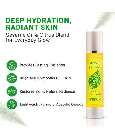 kiwi glow Verde Body Oil Sesame & Citrus Moisturizer for Dry Dull Skin 4 oz - Buy Online on GoSupps.com