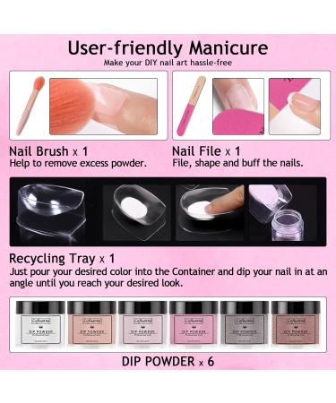 Lofuanna 6 Colors Dip Powder Nail Kit Starter - Professional Dipping Kit for French Dip Manicure - Nail Art Design Set for All Seasons - Buy Online on GoSupps.com