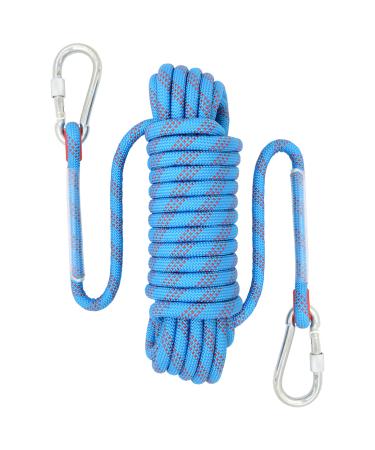 DEFIMOB Climbing Rope,12mm/ 10mm Static Outdoor Rock Climbing Rope, Climbing Equipment 32ft/ 64ft/ 96ft/ 131ft/ 164ft Escape Rope, Safety Rappelling Rope Blue 32ft/12mm