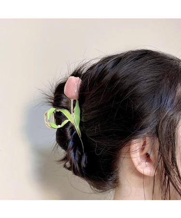 Large Metal Tulip & Lily Hair Clips - 2PCS | Women's Nonslip Flower Claw for Thick, Curly, and Long Hair - Buy Online on GoSupps.com