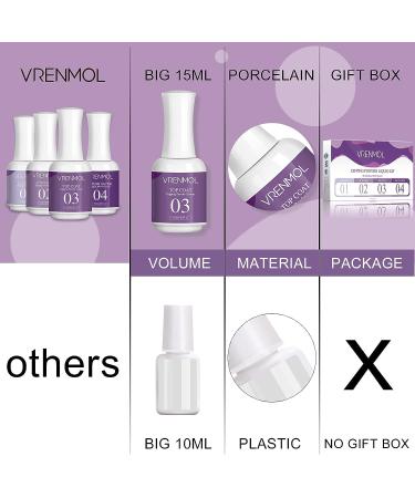 Vrenmol Dip Powder Liquid Set - 4pcs 0.5oz Activator, Base & Top Coat for Essential Manicure Kit - Buy Online on GoSupps.com