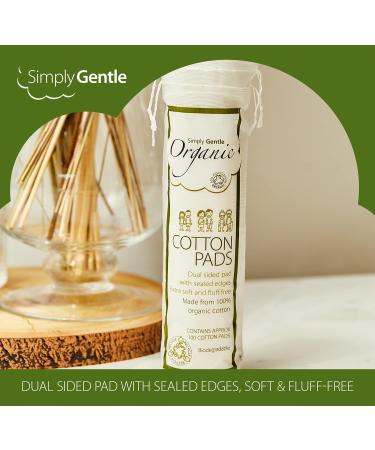 Simply Gentle Organic Cotton Pads Dual sided - Sealed Edges - Low Lint - 100% Organic Cotton Wool 100 Count (Pack of 6) - Buy Online on GoSupps.com