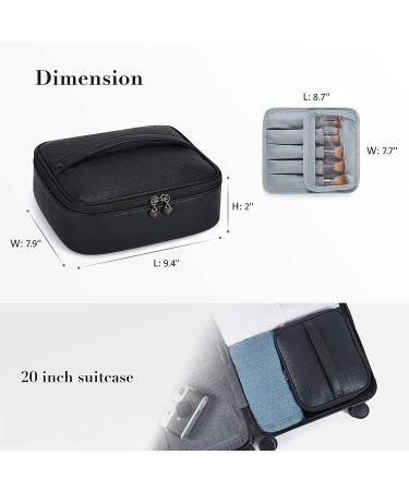 ECOSUSI Women's Leather Makeup Bag | Large Travel Toiletry Organizer with Brush Pocket | Black Cosmetic Case for Brushes & Accessories - Buy Online on GoSupps.com
