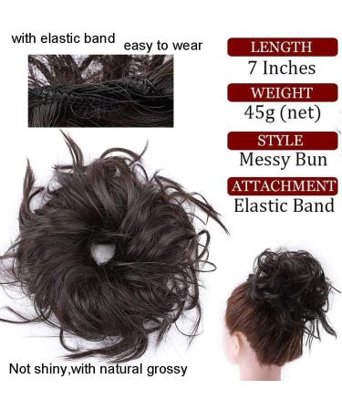 Tousled Updo Messy Bun Hair Extension - Synthetic Wavy Hairpiece for Women, Auburn Mix Medium Brown - Instant Ponytail Chignon Scrunchies - Buy Online on GoSupps.com