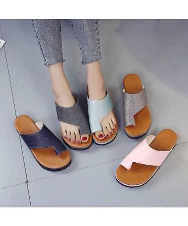 Comfortable Women's Platform Sandals - Orthopedic PU Leather with Flat Sole for Foot Correction - Perfect for Family & Friends - Available in 2 Blue Colors (41 EU) - Buy Online on GoSupps.com