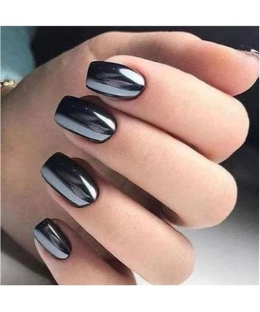 Black Chrome Nail Powder - Holographic Mirror Effect Gel & Glitter for Stunning DIY Manicures - Buy Online on GoSupps.com