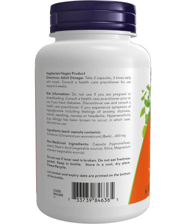 NOW Supplements Cinnamon 600mg Capsules 120 Count - Buy Online on GoSupps.com